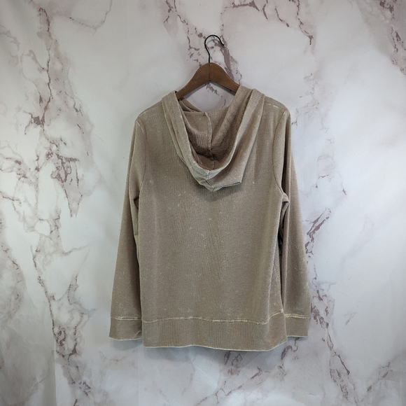 Koolaburra UGG Hoodie Womens Medium Tan Terry Zip Sweatshirt Sweater Pockets - Picture 5 of 13